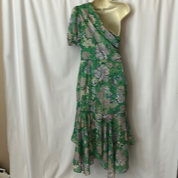 ASTR The Label One Shoulder Satorini Green Floral Fit & Flare Dress **Size M** - Picture 3 of 6